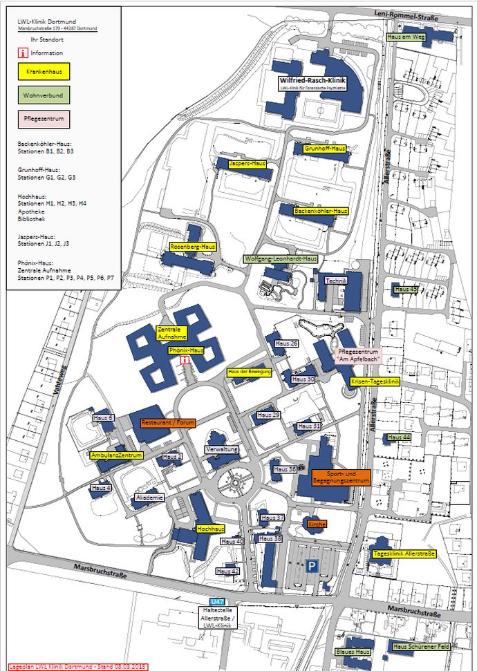Lageplan der LWL-Klinik Dortmund.